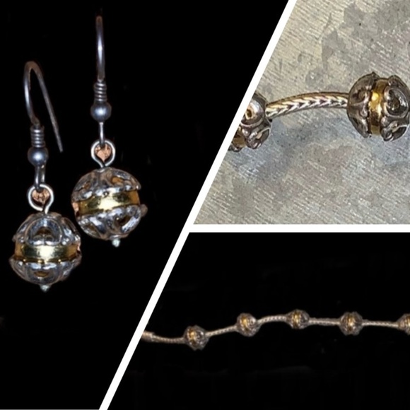 Brighton Jewelry - S O L D Brighton Silver & Gold Tone Bracelet & Earrings